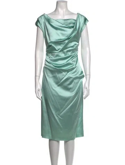 Pre-owned Talbot Runhof Cowl Neck Midi Length Dress In Green