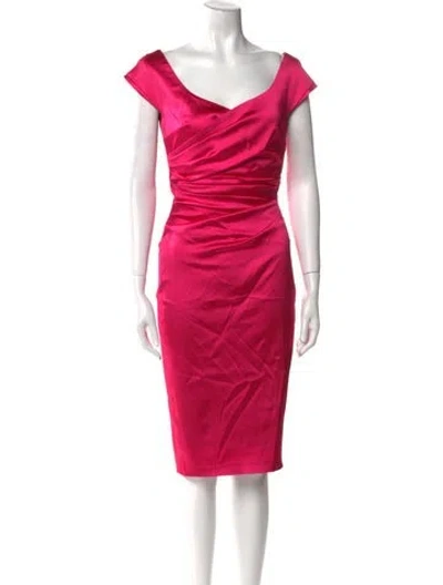 Pre-owned Talbot Runhof Cowl Neck Midi Length Dress In Pink