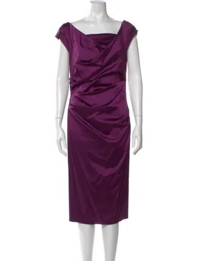 Pre-owned Talbot Runhof Cowl Neck Midi Length Dress In Purple