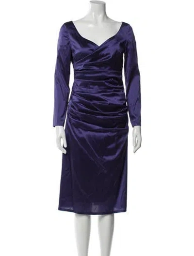 Pre-owned Talbot Runhof Cowl Neck Midi Length Dress In Purple
