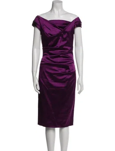 Pre-owned Talbot Runhof Cowl Neck Midi Length Dress In Purple
