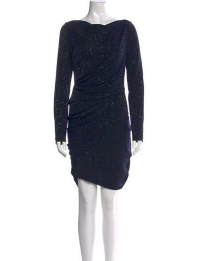Pre-owned Talbot Runhof Cowl Neck Mini Dress In Blue