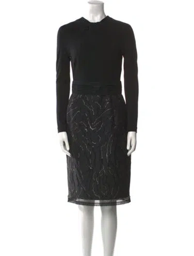 Pre-owned Talbot Runhof Crew Neck Knee-length Dress In Black