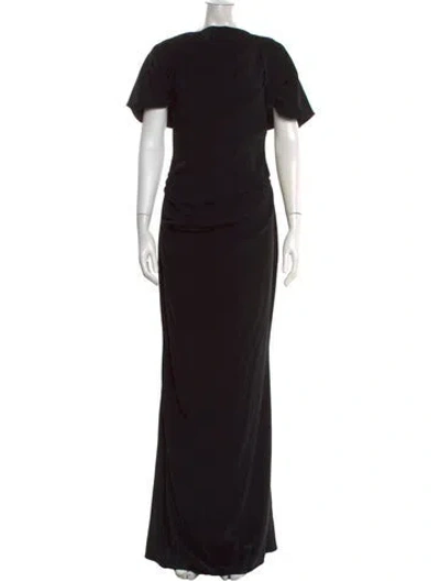 Pre-owned Talbot Runhof Crew Neck Long Dress In Black