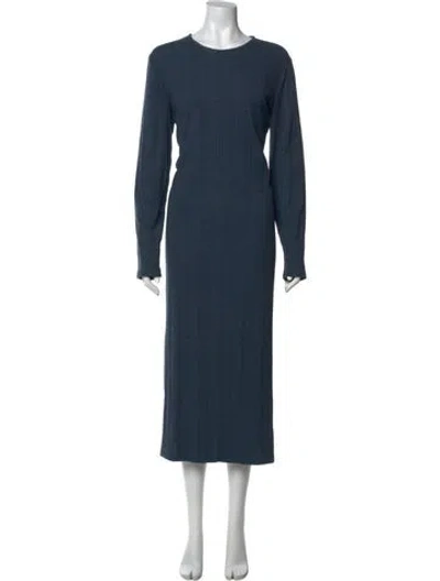 Pre-owned Talbot Runhof Crew Neck Long Dress In Blue