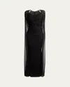 Talbot Runhof Crystal Tulle Trumpet Gown With Sheer Draped Cape In Black