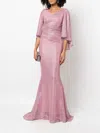 Talbot Runhof Doris Metallic Voile Evening Gown In Rose In Multi
