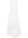Talbot Runhof Draped Asymmetric Maxi Dress In White