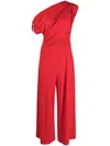 Talbot Runhof Draped Cady Jumpsuit In Red
