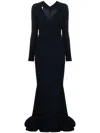 Talbot Runhof Draped Crepe Maxi Dress In Blue
