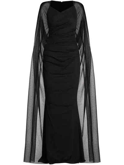 Talbot Runhof Draped-design Maxi Dress In Black