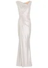 Talbot Runhof Draped Lamé Gown In Neutral