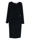 Talbot Runhof Draped Long-sleeve Dress In Black