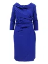 Talbot Runhof Draped Midi Dress In Blue