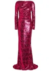 Talbot Runhof Draped Sequin-embellished Gown In Pink