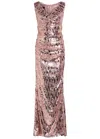 Talbot Runhof Draped Sequin-embellished Gown In Pink