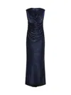 Talbot Runhof Long Sleeveless Dress In Royal Navy