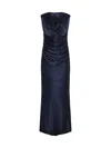 Talbot Runhof Long Sleeveless Dress In Royal Navy