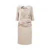 Talbot Runhof Duchesse Satin Draped Dress In Beige