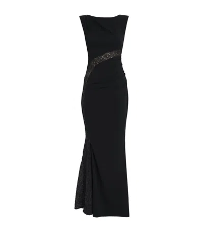 Talbot Runhof Embellished Draped Gown In Black