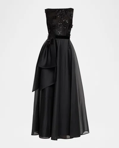 Talbot Runhof Embellished Organza Bow Gown In Black
