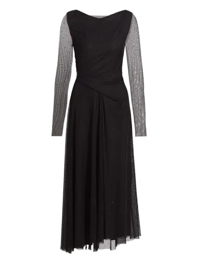 Talbot Runhof Embellished Sheer Midi Dress In Black