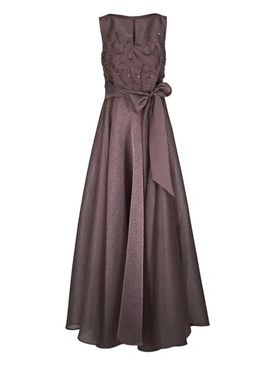 Talbot Runhof Embellished Tie Maxi Dress In Brown