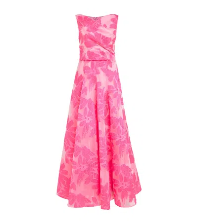 Talbot Runhof Fil Coupé Draped Gown In Pink
