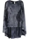 Talbot Runhof Fine-ribbed Lurex Cape Blouse In Blue
