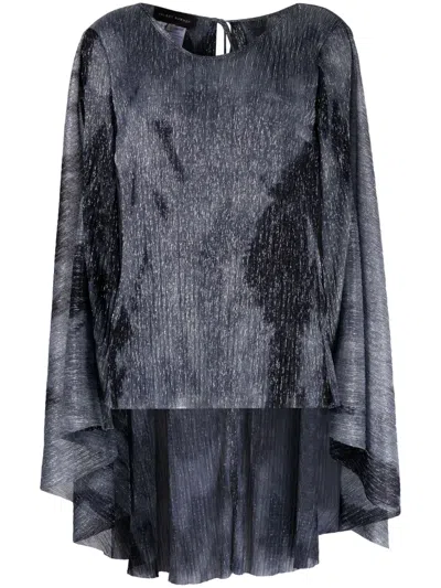 Talbot Runhof Fine-ribbed Lurex Cape Blouse In Blue