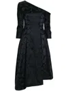 Talbot Runhof Floral-appliqué Satin Midi Dress In Blue