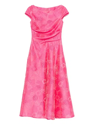 Talbot Runhof Floral-embroidered Dress In Pink