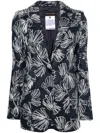 Talbot Runhof Floral-embroidered Linen Blazer In Blue