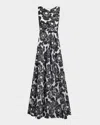 Talbot Runhof Floral Firecracker Organdi Jacquard Sleeveless Gown In Multi