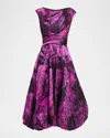 Talbot Runhof Floral-jacquard Satin-twill Midi Dress In Multi