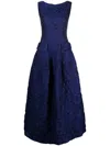 Talbot Runhof Floral-jacquard Cloqué Gown In Blue
