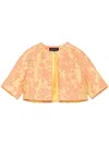 Talbot Runhof Floral-jacquard Cropped Jacket In Yellow