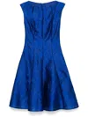 Talbot Runhof Floral-jacquard Mini Dress In Blue
