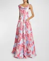 TALBOT RUNHOF FLORAL JACQUARD OFF-THE-SHOULDER GOWN