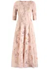 Talbot Runhof Floral-jacquard Woven Midi Dress In Pink
