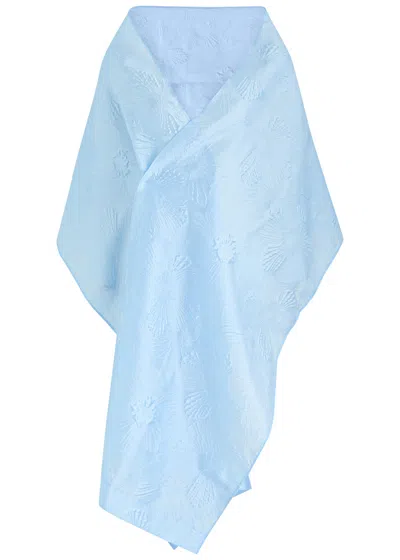 Talbot Runhof Floral-jacquard Woven Scarf In Blue