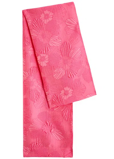 Talbot Runhof Floral-jacquard Woven Scarf In Pink