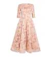 Talbot Runhof Waterlily Organza Jacquard Midi Dress In Nude