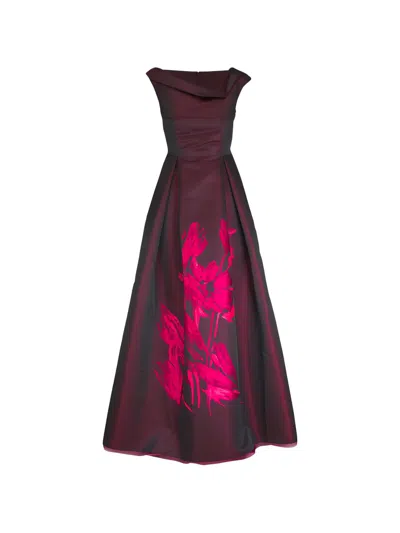Talbot Runhof Floral-print Dress In Red