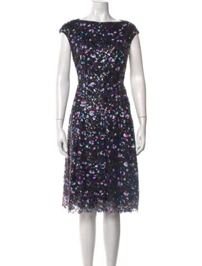 Pre-owned Talbot Runhof Floral Print Knee-length Dress In Black