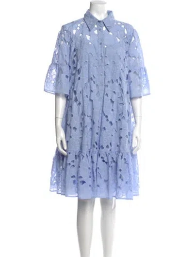 Pre-owned Talbot Runhof Floral Print Knee-length Dress In Blue