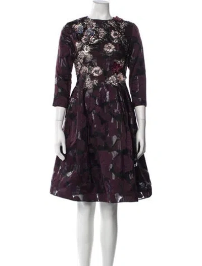 Pre-owned Talbot Runhof Floral Print Knee-length Dress In Blue