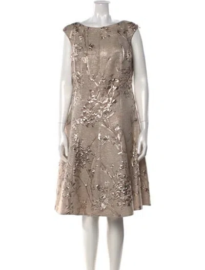 Pre-owned Talbot Runhof Floral Print Knee-length Dress W/ Tags In Neutral