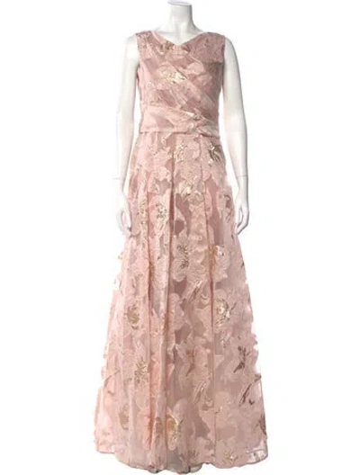 Pre-owned Talbot Runhof Floral Print Long Dress In Pink