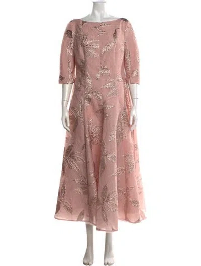 Pre-owned Talbot Runhof Floral Print Long Dress In Pink